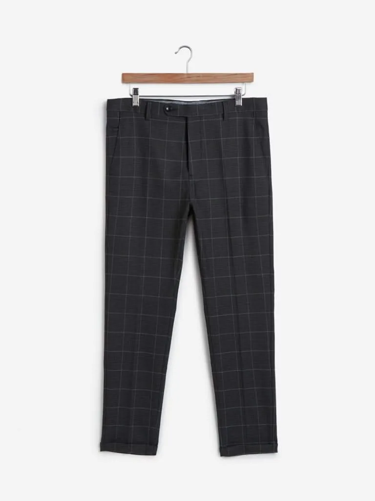 WES Formals Dark Grey Carrot Fit Trousers