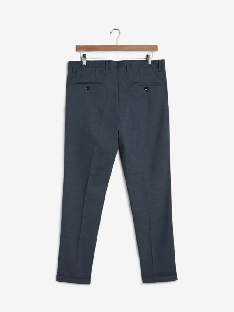 WES Formals Navy Carrot-Fit Trousers