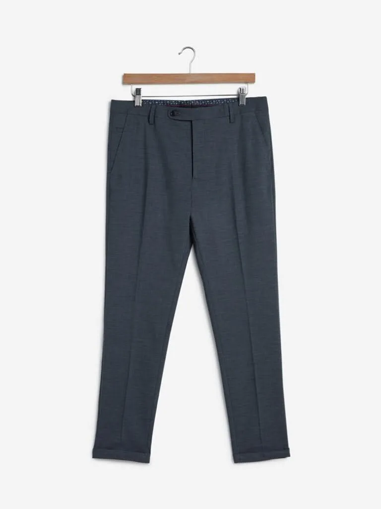 WES Formals Navy Carrot-Fit Trousers