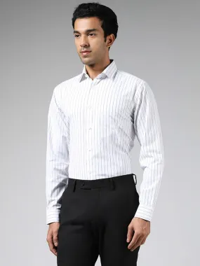 WES Formals White Striped Relaxed-Fit Shirt