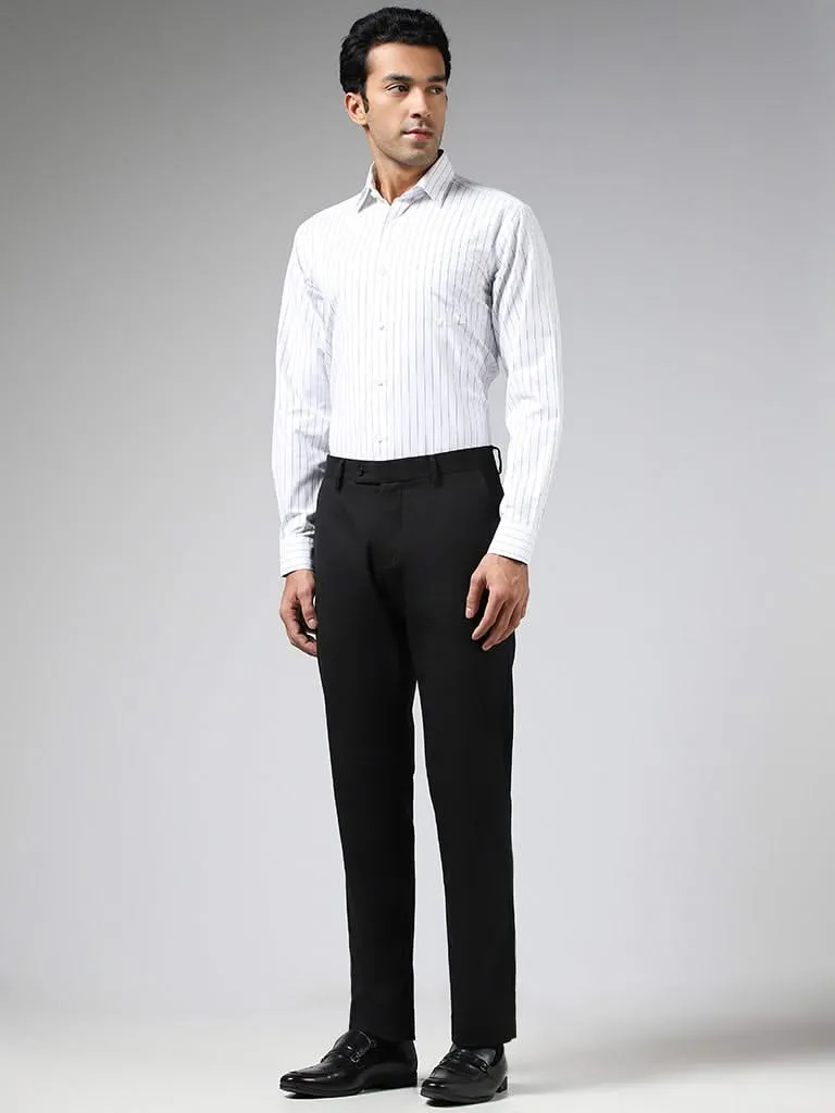 WES Formals White Striped Relaxed-Fit Shirt