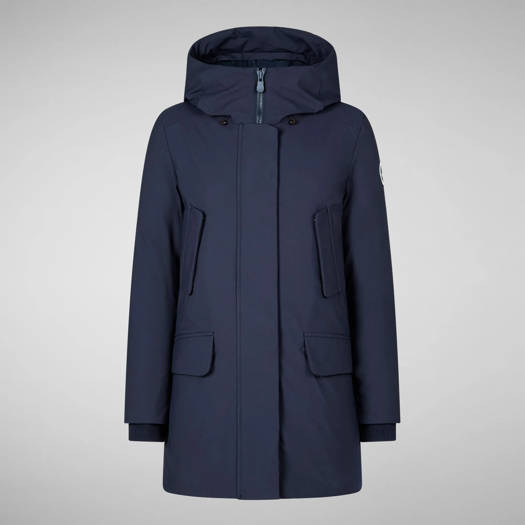 Women's hooded parka Soleil in navy blue