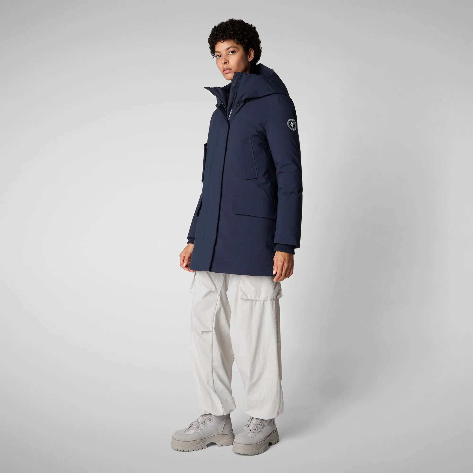 Women's hooded parka Soleil in navy blue