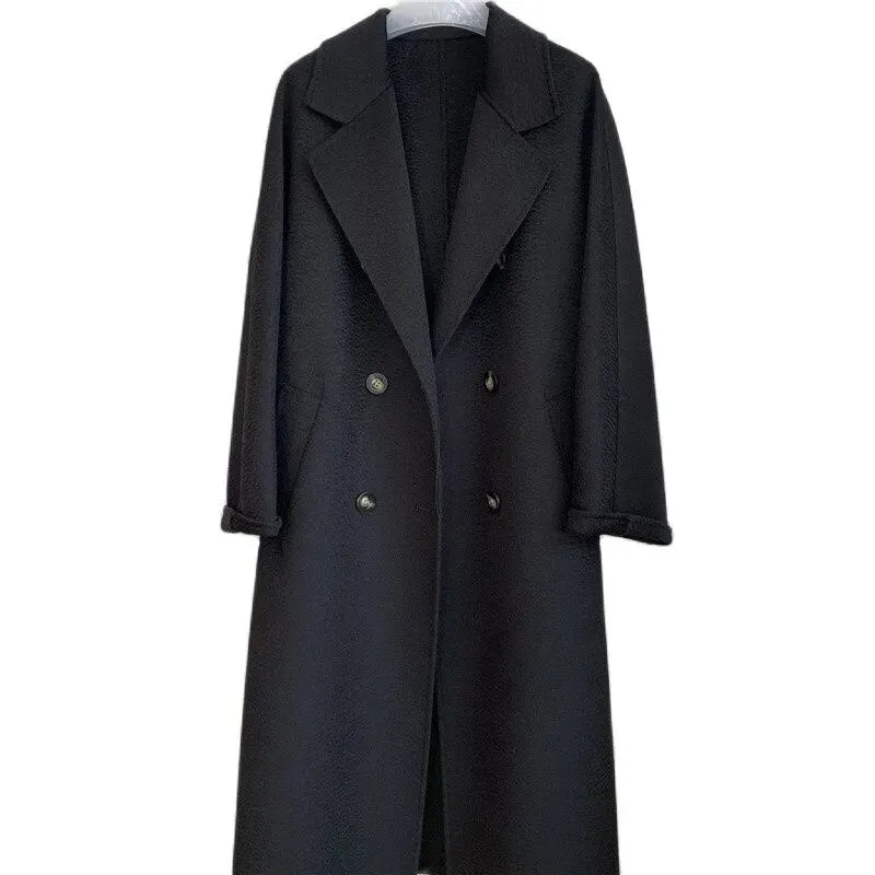 Women's Mid-Length Loose Wool 20% Cashmere Winter Coat