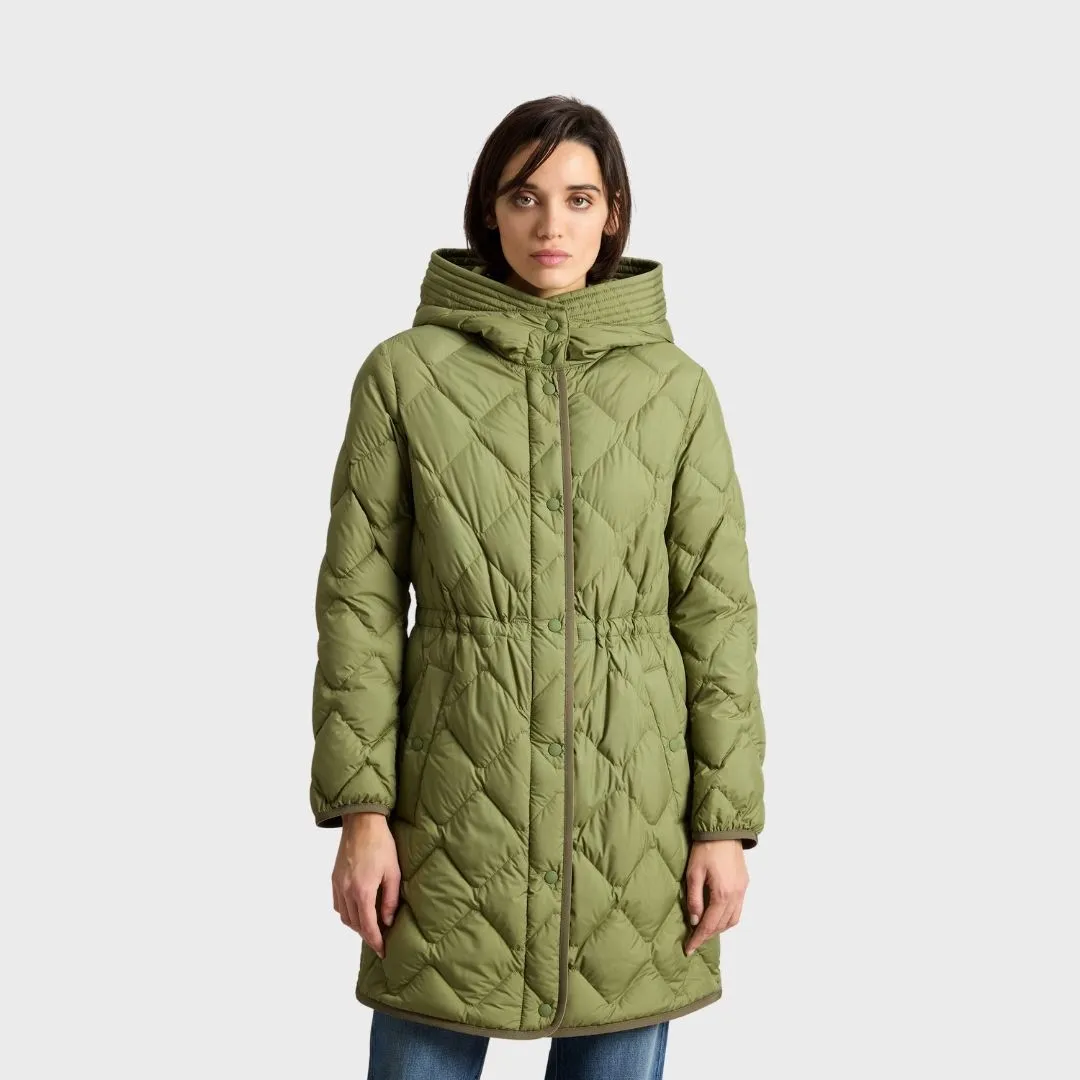 Woolrich Women's Heritage Parka in Microfiber With Hood And Visor Londen Green