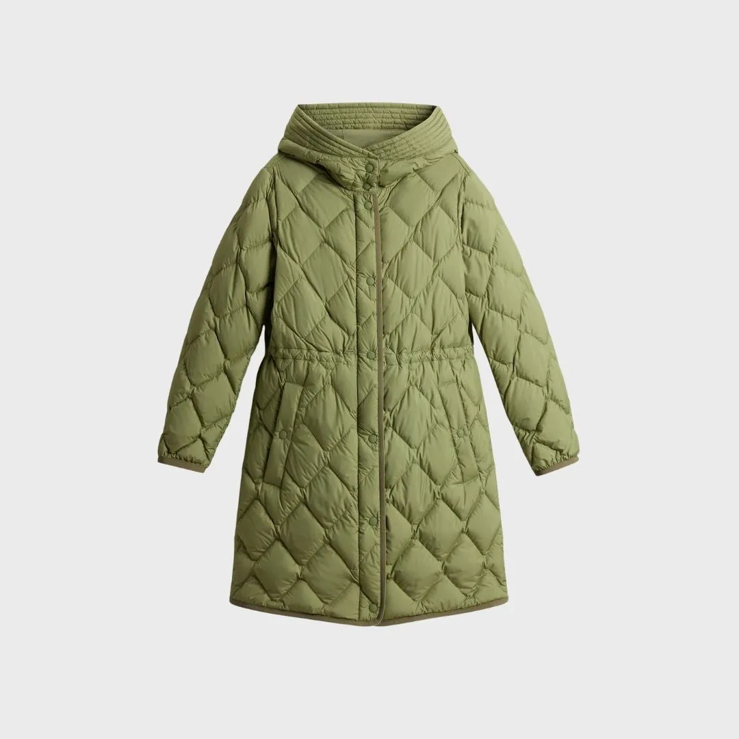 Woolrich Women's Heritage Parka in Microfiber With Hood And Visor Londen Green