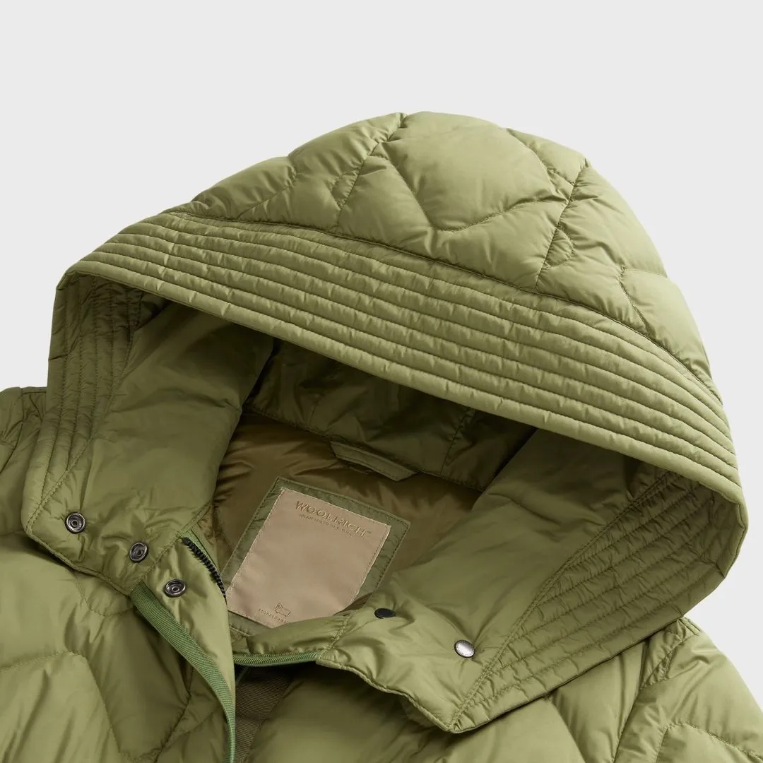 Woolrich Women's Heritage Parka in Microfiber With Hood And Visor Londen Green