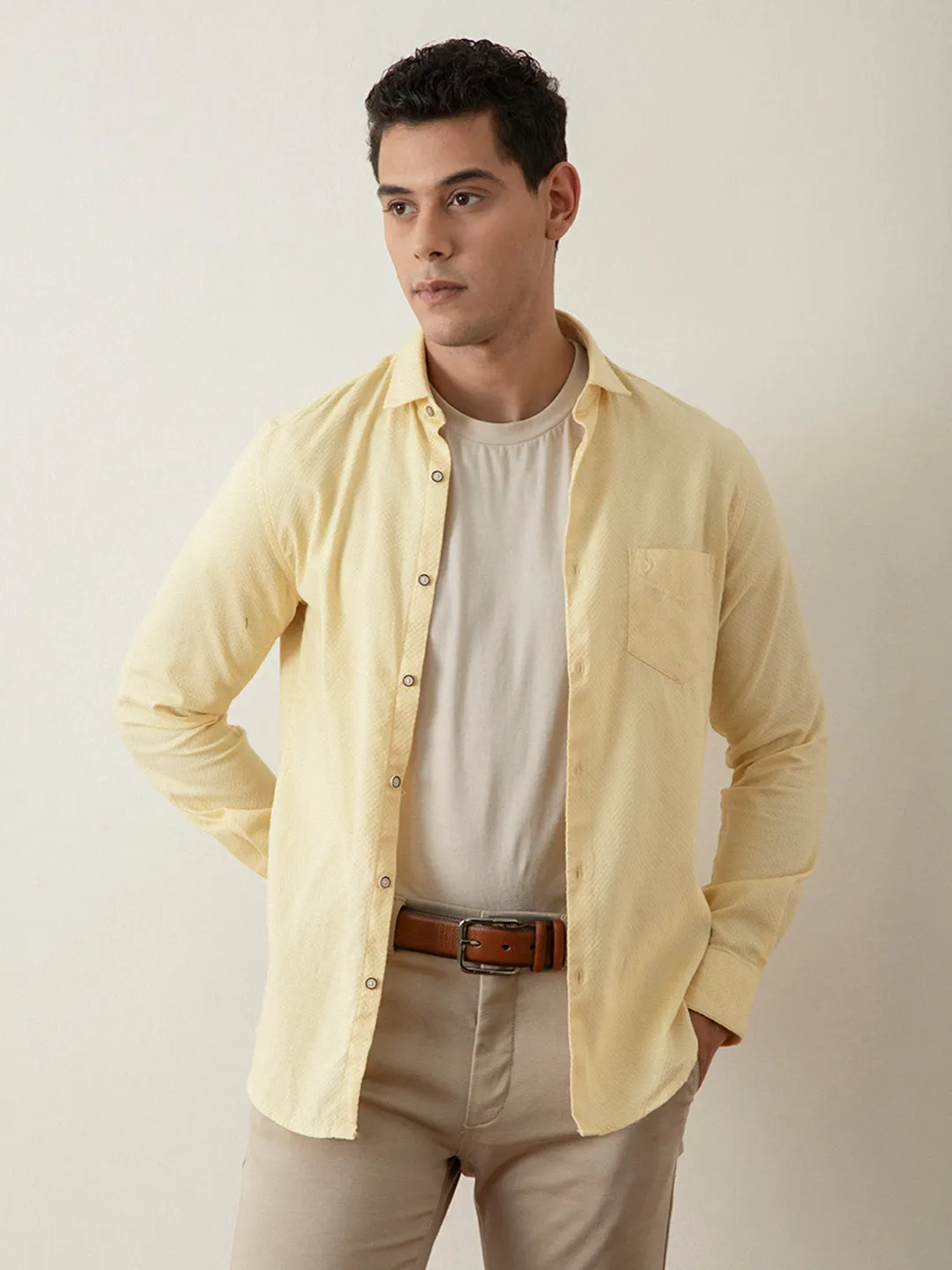 Yellow Plain Cotton Shirt