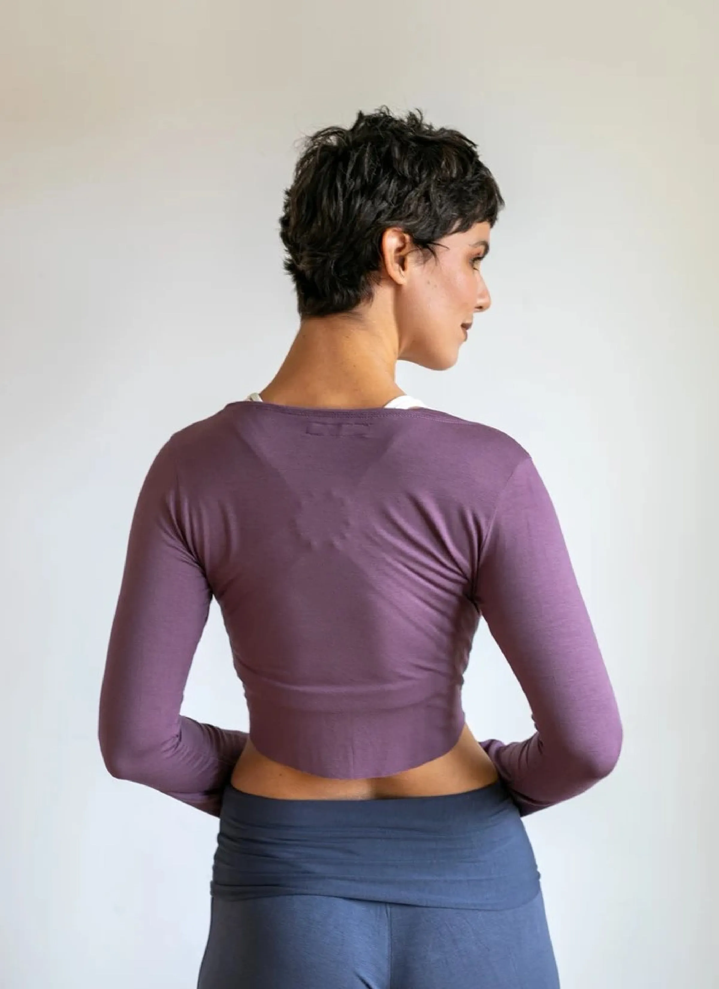 Yoga Wrap Ballet Jacket w/ Front Tie in Amethyst