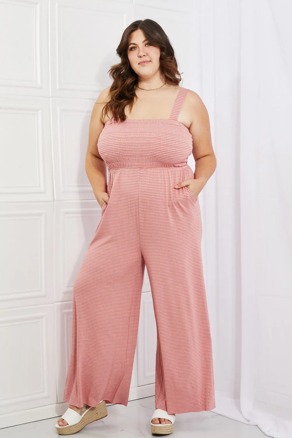 Zenana Only Exception Full Size Striped Jumpsuit